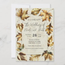Hojas de oro Almendra Beige Crema Glam Otoño Boda