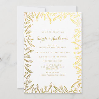 Invitación Hojas de oro de aniversario de oro número 50