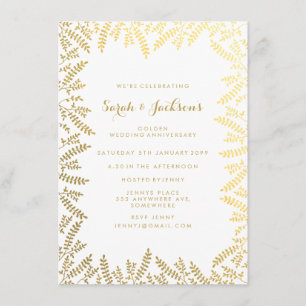 Invitación Hojas de oro de aniversario de oro número 50