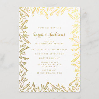 Invitación Hojas de oro de aniversario de oro número 50