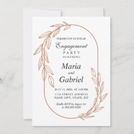 Invitación Hojas de oro. Elegante marco Lujo de compromiso