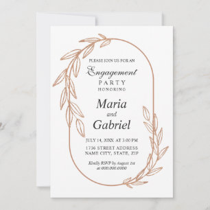 Invitación Hojas de oro. Elegante marco Lujo de compromiso