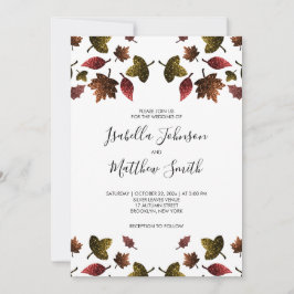 Invitación Hojas de oro marrón espumoso rojo otoño Boda otoño