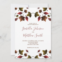 Invitación Hojas de oro marrón espumoso rojo otoño Boda otoño