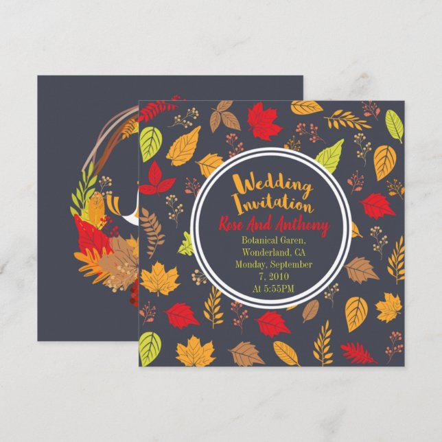 Invitación Hojas de otoño (Anverso / Reverso)