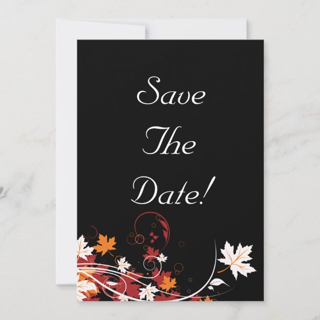 Invitación Hojas de Otoño Abstractas Boda Guardar la Fecha (Anverso)