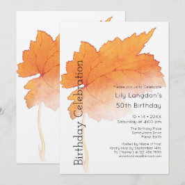 Invitación Hojas de Otoño Acuarela Otoño