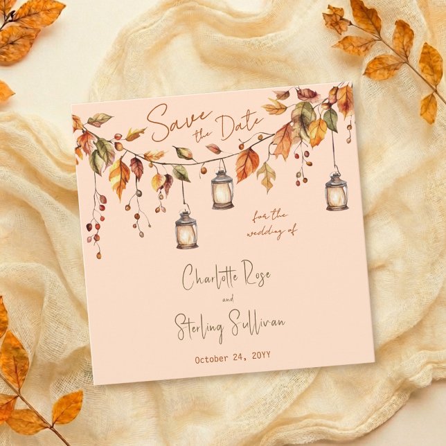 Invitación Hojas de Otoño Acuarela Rústica Boda Elegante (Subido por el creador)