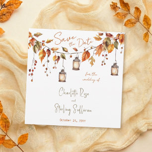 Invitación Hojas de Otoño Acuarela Rústica Boda Elegante