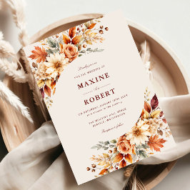 Invitación Hojas de Otoño Boda Botánica Acuarela