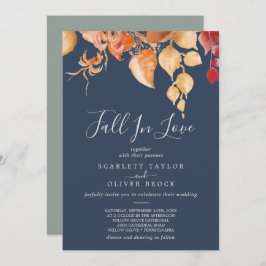 Invitación Hojas de otoño | Boda De La Caída Azul De La Marin