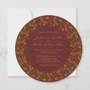 Invitación Hojas de Otoño Boda Romántica de Otoño