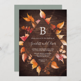 Invitación Hojas de otoño   Boda Rústico de Diamantes de Made