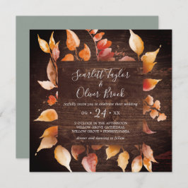 Invitación Hojas de otoño | Boda Rústico de la Plaza de la Ma