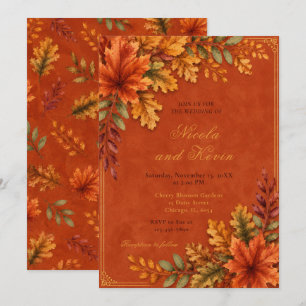 Invitación Hojas de Otoño Boda Terracota
