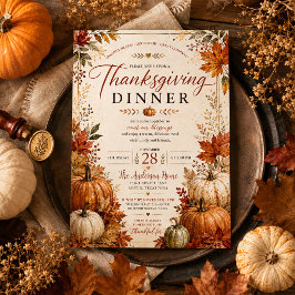 Invitación Hojas de otoño calabazas de otoño rustic Thanksgiv