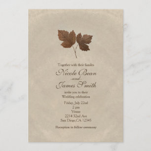 Invitación Hojas de otoño de cobre dorado, fiesta elegante pe