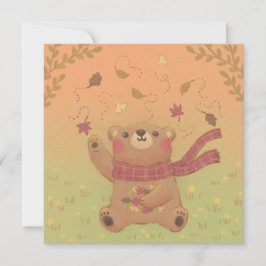 Invitación Hojas de otoño de Teddy Bear