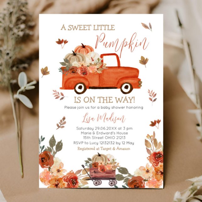 Invitación Hojas de otoño del Baby Shower del camión de calab (Subido por el creador)