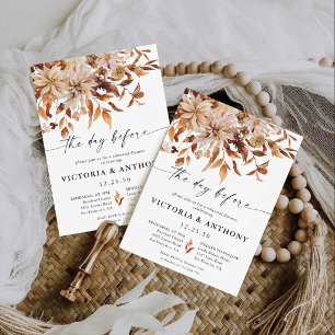 Invitación Hojas de Otoño el Día Antes de Ensayo de Boda