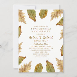 Invitación Hojas de Otoño Elegantes 75º Aniversario de Boda