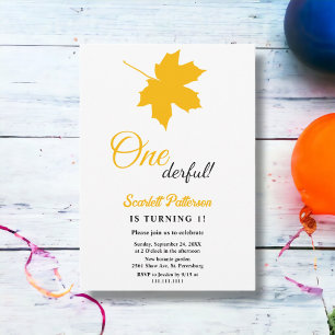 Invitación Hojas de Otoño Elegantes Amarillas Cumpleaños Rúst