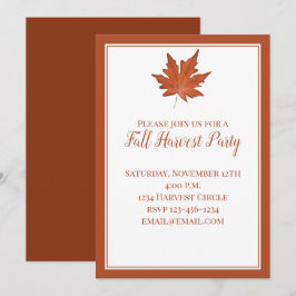 Invitación Hojas de otoño elegantes clásicas de caída roja