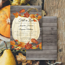 Invitación Hojas de otoño en acuarela rústica Calabaza Madera