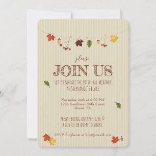 Invitación Hojas de otoño en la línea de vestimenta