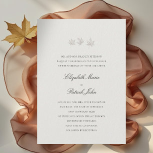 Invitación Hojas de Otoño Formal Moderno Clásico Ecru Boda
