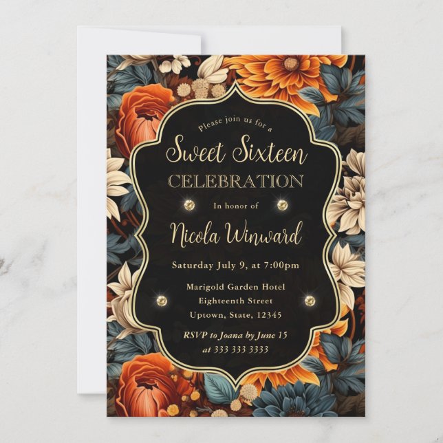 Invitación Hojas de otoño marrón naranja acuarela Cumpleaños  (Anverso)