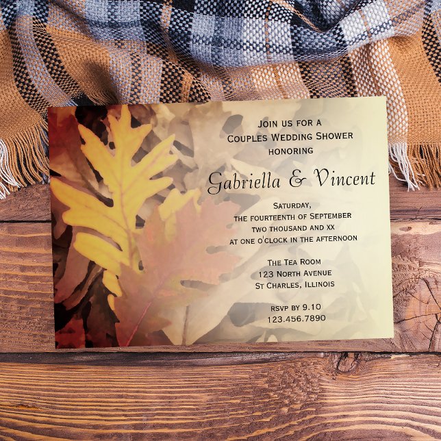 Invitación Hojas de otoño pintadas Ducha de matrimonio para p (Fall in love with this Autumn Couples Wedding Shower Invitation)