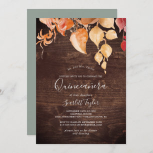 Invitación Hojas de otoño Quinceañera de la Madera Marrón R