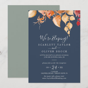 Invitación Hojas de Otoño   Recepción de Elopamiento Azul Mar