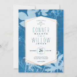 Invitación Hojas de otoño rusticas azules, caída