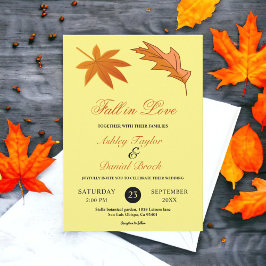 Invitación Hojas de otoño rústico amarillo floral boda de oto