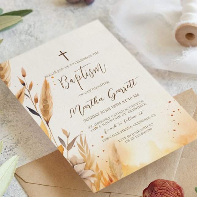 Invitación Hojas de otoño y bautismo Chica de Pampas (Subido por el creador)