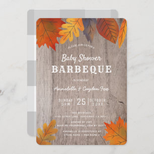Invitación Hojas de otoño y Bbq Baby Shower de los pares de