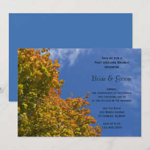 Invitación Hojas de otoño y Boda Brunch Blue Sky Post