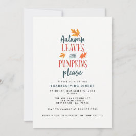 Invitación Hojas de otoño y calabazas por favor