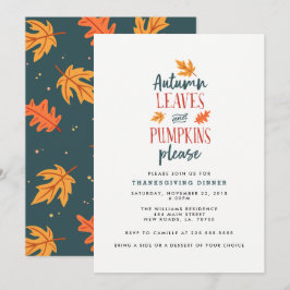Invitación Hojas de otoño y calabazas por favor