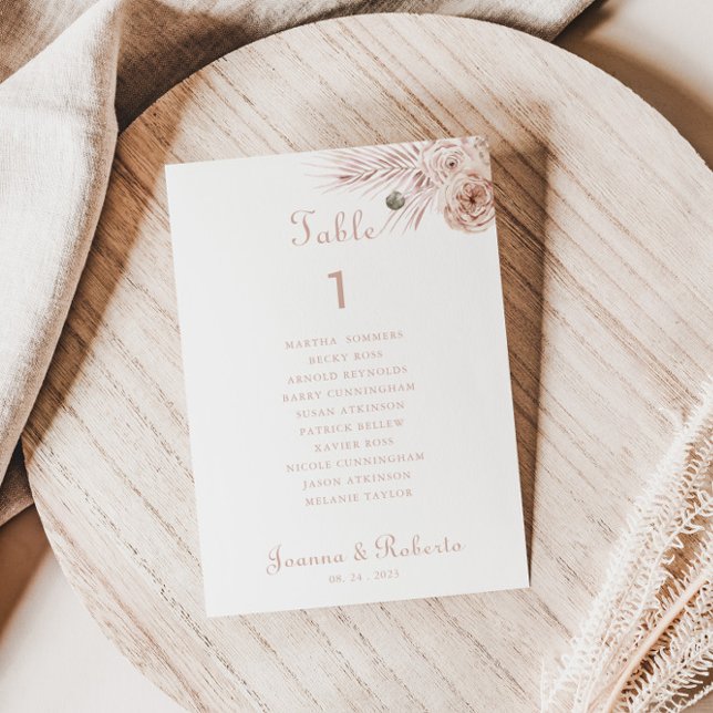 Invitación Hojas de palma Boho Tabla número 1 Cuadros de asie (Subido por el creador)