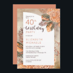 Invitación Hojas de palma de Boho | Hydrangeas 40.º Fiesta de<br><div class="desc">La acuarela capilar seca higadaneas de terracota clara y hojas de palma florales "Fiesta de cumpleaños 40" diseño de cumpleaños de la mujer. Diseño compuesto por Holiday Hearts Designs (derechos reservados).</div>