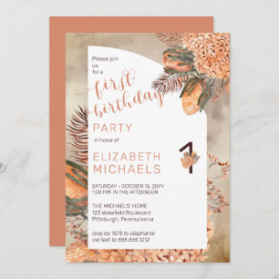 Invitación Hojas de palma de Boho   Hydrangeas Primer Fiesta