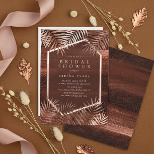Invitación Hojas de palma de cobre Atardecer Bodas ID1323