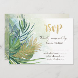 Invitación Hojas de palma de oro tropical verano RSVP