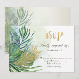 Invitación Hojas de palma de oro tropical verano RSVP 