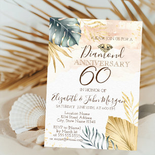 Invitación Hojas de palma diamante, Confeti Boda Aniversario