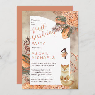 Invitación Hojas de palma   Hydrangeas Fox Primer Fiesta de c