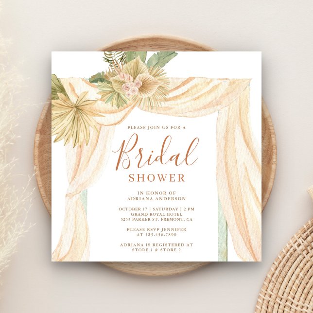 Invitación Hojas de palma secas terrosas arco boho despedida  (Subido por el creador)